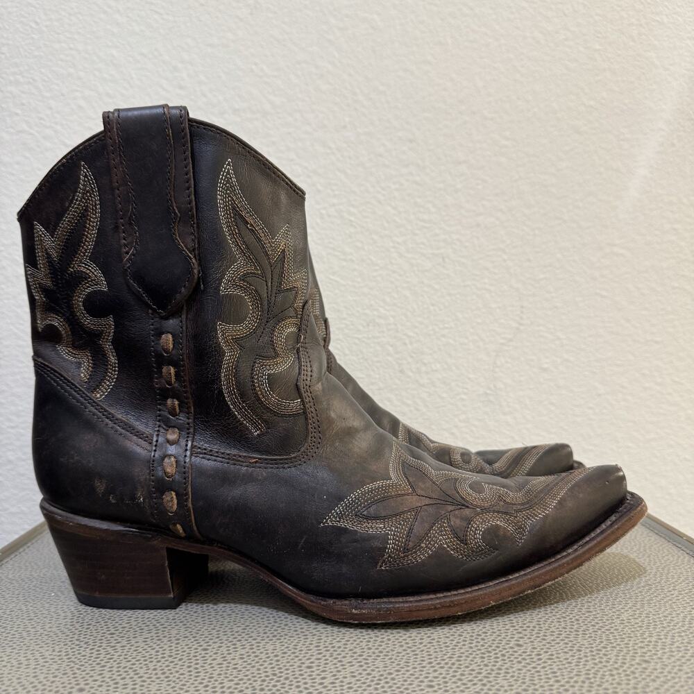 Corral Boots Embroidered Snip Toe Zippered Cowboy Womens Brown Casual Boots 11